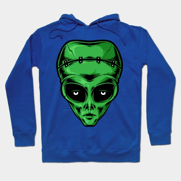 alien Frankenstein head Hoodie by Mako Design 